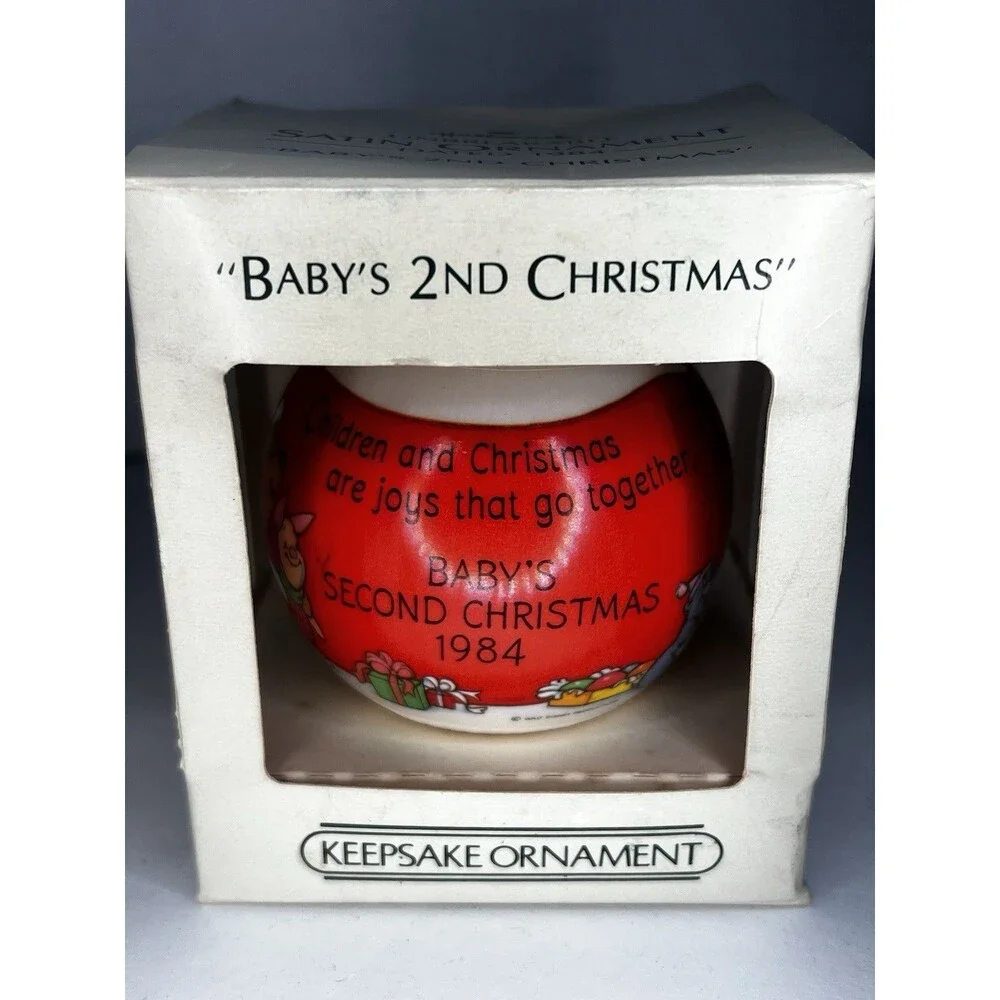 1984 Hallmark Winnie The Pooh Baby's Second Christmas Ornament In Box
